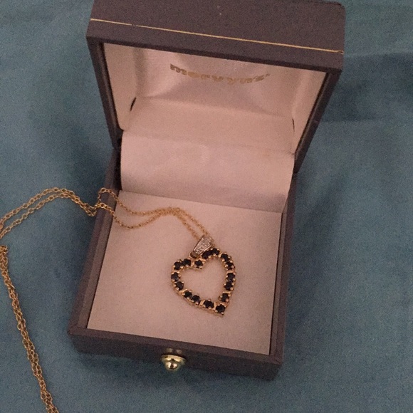 Two Sapphire Heart Pendants 18k Gold and Silver - Picture 5 of 5